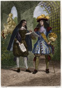 Keresztelő János (Jean-Baptiste) Colbert (1619-1683) XIV. Lajossal, Franciaország és Navarra királyával (1638-1715). századi metszet. Magángyűjtemény. alkotó: Unknown artist