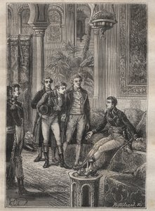 Frederic Conrad (Konrad) Hornemann (1772-1801) utazása Fezzanba (Líbia): Bonaparte üdvözli Hornemannt Kairóban (Egyiptom) – illusztráció a „18. századi nagy tengerészek” című filmből. alkotó: Unknown artist