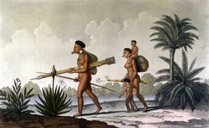 Kerengnatnuck, a Botocudos főnöke és családja (Brazília) - „A régi és modern kosztümben”, Ferrario, szerk. Milánó alkotó: Unknown artist