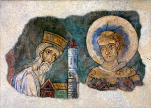 Bozon király felajánlja a charlieu-i apátságot egy szentnek, 12. század vége. alkotó: Unknown artist