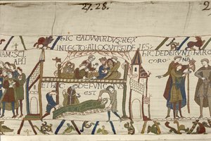 Edward gyóntató király a halálos ágyán, Bayeux gobelin (gyapjú hímzés vászonon) alkotó: Unknown artist