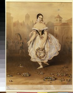 Fanny (Francesca) Cerrito (1817-1909) olasz balerina (Fanny Cerrito balett-táncos). Névtelen litográfia, 1830 vége. 19. századi neoklasszicizmus. Állami Színház- és Zeneművészeti Múzeum, Szentpétervár. alkotó: Unknown artist