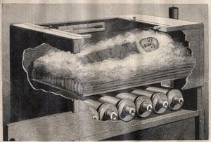 Mesterséges anyaság: a gyermekek inkubátorháza - Metszet a „La Science francaise”-be” alkotó: Unknown artist
