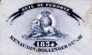 Címke ""Eye of Partridge - Renaudin, Bollinger & Cie à AY - 1834"". alkotó: Unknown artist