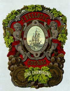 A „” Bellot Cognac – Fine Champagne” címkéje”, sd. 19. század. alkotó: Unknown artist