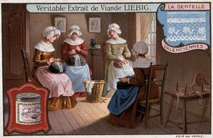 Csipkeműhely, Valenciennes, Liebig reklám v. 1895 alkotó: Unknown artist