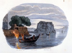 Lamparo horgászat, egy halak vonzására használt lámpa a Nápolyi-öbölben. alkotó: Unknown artist