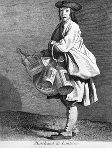 Lámpás kereskedő. 19. századi metszet. alkotó: Unknown artist
