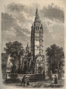 Hanyatló ógival művészet - Notre-dame de Roscoff en bretagne - metszet a 19. századi dinről alkotó: Unknown artist