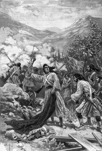 Laskarina Bouboulina, a görög szabadságharc hősnője – A görög függetlenség hősnője, Bubulina (Bouboulina) Laskarina (1771-1825) 1897-es metszetének ábrázolása a „Journal des voyages”-ben” alkotó: Unknown artist