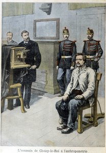 Choisy-le-Roi gyilkosa az antropometriához (és Mr. Alphonse Bertillonhoz) – a „Le Petite Journal”-ban, 1899. május alkotó: Unknown artist