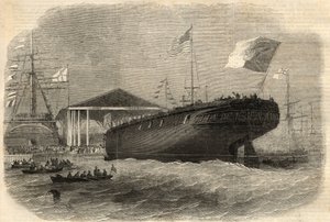 A „Sagres” portugál korvett piacra dobása Limehouse-ban (London). Gravírozás a június 5-i „” The Illustrated London News”-ban alkotó: Unknown artist
