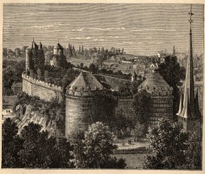 Le Chateau a Fougeres - Bretagne - Franciaország - metszet "" PATRIE" - PECTUREQUIREQUE FRANCIAORSZÁG LEÍRÁSA 6 KÖTETÉSBEN LUCIEN HUARD - 19. század vége alkotó: Unknown artist