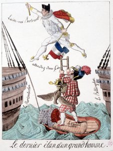 Egy nagy ember utolsó cseppje: Napóleon és Bertrand tábornok karikatúrája - a „” Napoleon 1er-ben, karikatúrák, próbabábu gyűjtemény”, Párizs alkotó: Unknown artist
