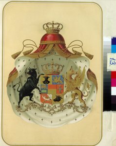 Les armoiries des francs macons de la Grande Loge de Suede Norvege. (Svédország Norvégia szabadkőműves nagypáholyának címere). Anonyme életmű, litográfia. Orosz Állami Könyvtár, Moszkva. alkotó: Unknown artist
