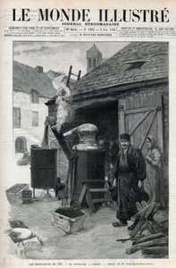 A házi lepárlók - házi lepárlás 1895-ben Párizsban - metszet a „Le Monde Illustré” 1895. évi 1993. sz. alkotó: Unknown artist