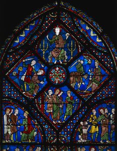 Nagy Szent Jakab élete, az ablak felső része, ólomüveg ablak (XII. század), Chartres-i katedrális (az Unesco világörökségi listája) alkotó: Unknown artist