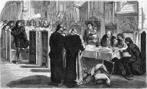 Louis de la Tremoille és foglyai a Saint-Aubin-du-Cornier-i csata után (1488). századi metszet. alkotó: Unknown artist