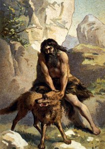 Lycanthropy: annak a kicsapása, aki azt hiszi, hogy farkassá változott. századi króm alkotó: Unknown artist