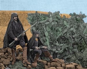 Maffia (Cosa Nostra) Szicíliában: a maffia picciotti fiatal tagjai, 19. század vége. alkotó: Unknown artist
