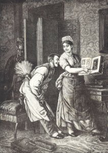 A szobalány szabadságot vesz, és meghallotta a ház úrnője (litho) alkotó: Unknown artist
