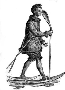 Férfi hagyományos hanti jelmezben (khante vagy ostiak), aki Hermine-ra vadászik. A hantiok finnugorok, akik Nyugat-Szibériában élnek. alkotó: Unknown artist