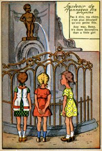 Manneken Pis Brüsszelben, 1950 körül (nyomat) alkotó: Unknown Artist