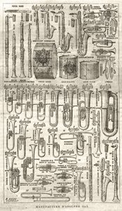 Adolphe (Adolph) Sax, a szaxofon feltalálója (1814-1894) gyártása. Metszet a „The Illustrious Universe”-be 1867-ből. alkotó: Unknown artist