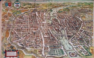 Párizs térképe és térképe, kilátással a szigetekre és a külvárosokra. 17. század. Paris, B.N. alkotó: Unknown artist