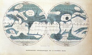A Mars bolygó térképe – Camille Flammarion „” Népszerű csillagászat” című részében, szerk. Marpon és Flammarion alkotó: Unknown artist