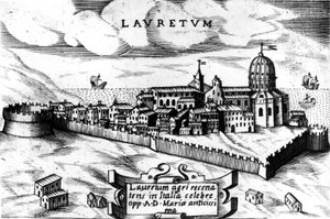 Loreto (Laurentum) város térképe, 16. századi metszet. alkotó: Unknown artist