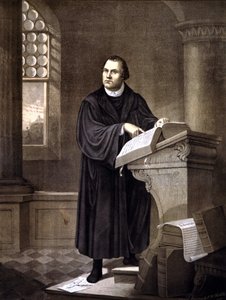 Luther Márton (1483-1546) olvas egy templomban. alkotó: Unknown artist