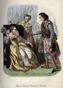 Mária, Skócia királynője (Skóciai Mária I.) (Marie Iere Stuart) (1542-1587). Metszet 1842-ből Maurice Lachatre „Histoire des Popes” című könyvében. Magángyűjtemény. alkotó: Unknown artist