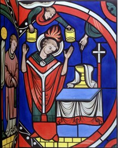 Mass. College hasonlata egy ólomüveg ablakot a Le Mans-i katedrálisból. 19. századi nyomkövetés. alkotó: Unknown artist