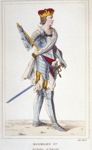 Maximilian I (Habsburg). Ausztria főhercege, a rómaiak királya és germán császár (1459-1519). Metszet 1830-ból alkotó: Unknown artist