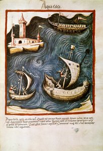 Gyógyszerkereskedelem: „”sós víz”” Oldal átvétele a „”Tacuinum sanitatis”-ból” (Cod. ser. nov. 2644) 1400 körül Bécs, Osztrák Nemzeti Könyvtár alkotó: Unknown artist