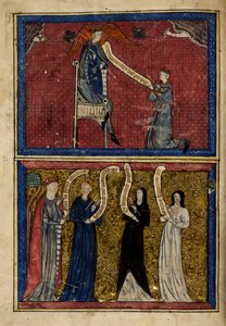 Férfiak és nők, akiket megsebesített a szerelem istene a Le Roman de la Rose-ból alkotó: Unknown artist