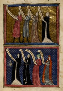 Férfiak és nők, akiket megsebesített a szerelem istene a Le Roman de la Rose-ból alkotó: Unknown artist