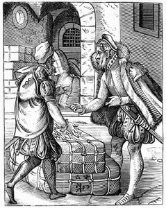 Kereskedők - az "Illiberális művészetek és mechanika..." című részben alkotó: Unknown artist