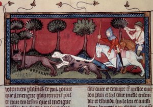 Miniatűr rókavadászat kéziratból fr. Henri de Ferrieres 1297-es „” könyve Modus királyról és a királynő arányáról” (14. század) alkotó: Unknown artist