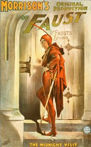 Morrison eredeti Faust-produkciója: az éjféli látogatás - egy színdarab plakátja: Faust látogatásának illusztrációja alkotó: Unknown artist