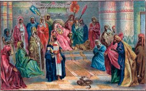 Mózes és Áron a dühös fáraó kromolitográfiája ellen a 19. század végén. alkotó: Unknown artist