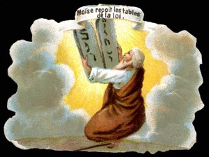 Mózes megkapja a törvény tábláit (10 parancsolat) - Króm. alkotó: Unknown artist