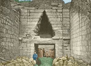 Mükénész, az oroszlánok kapuja, amelyet Schliemann fedezett fel alkotó: Unknown artist