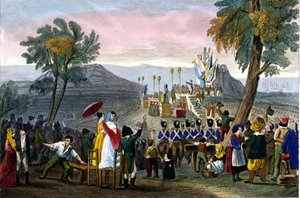 I. Napóleon augusztus 16-án adta át a Camp de Boulogne-i katonáknak a Becsületlégiót alkotó: Unknown artist