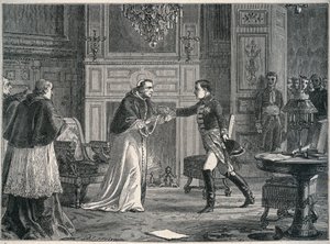 Napóleon meglátogatja VII. Pius pápát Fontainebleau-ban 1804 - I. Napóleon látogatása VII. Pius pápánál Fontainebleauban 1804 alkotó: Unknown artist