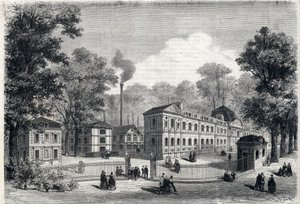 Az imperiale porcelángyár új épülete Sevresben 1868-ban. Metszet a „” L