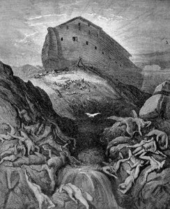 Noé galambot küld a Földre, a Genezis szerint. 19. századi metszet. alkotó: Unknown artist