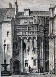 Nurnberger Rathaus - a nürnbergi városháza udvara - metszet 1867 körül alkotó: Unknown artist