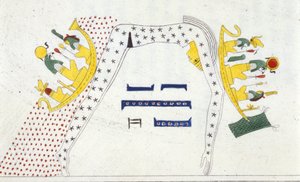 Dió, az ég egyiptomi istensége és a Nap barque – Ippolito Rosellini (Rossellini) „”Egyiptom és Felső-Núbia emlékművei”-ben. alkotó: Unknown artist